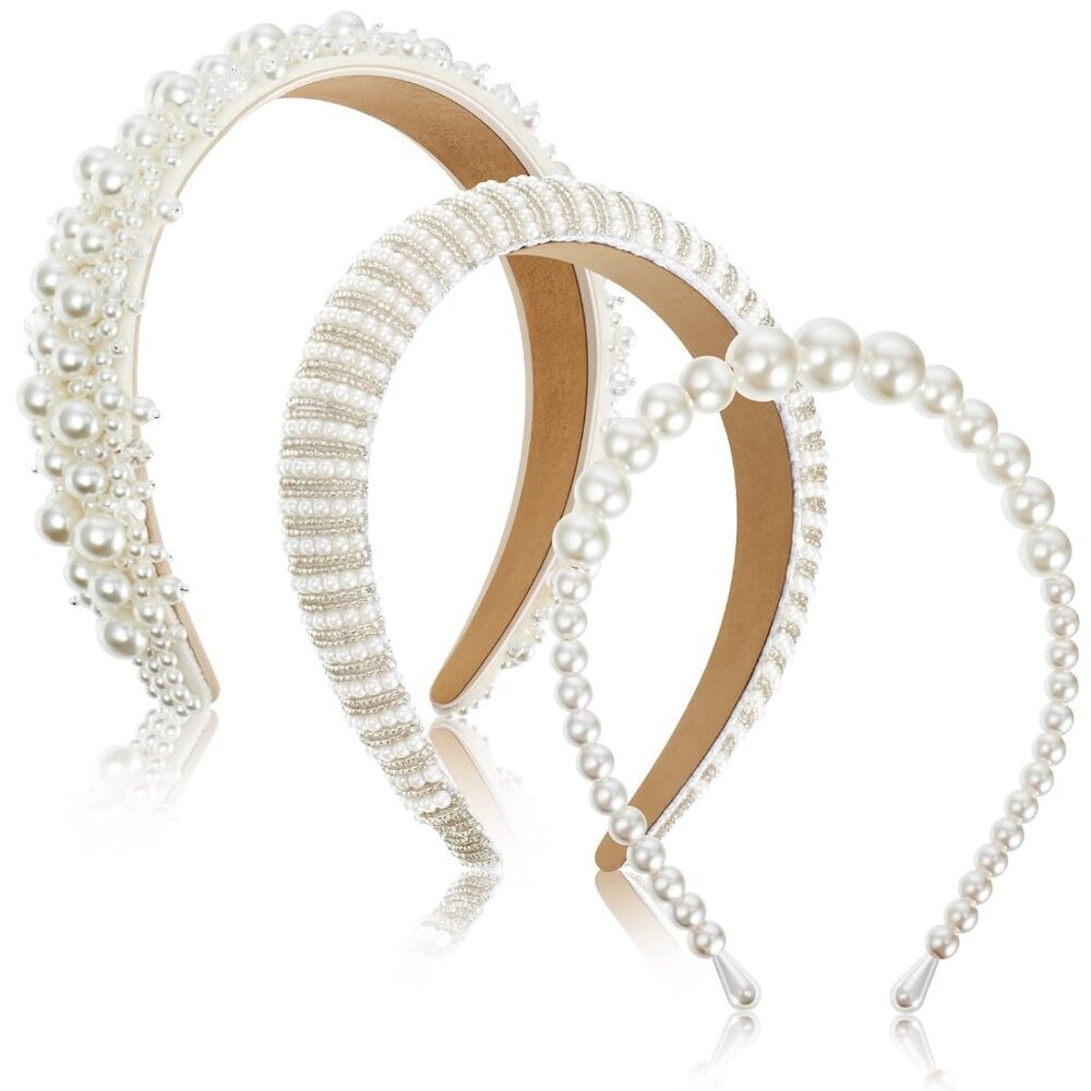 Pearl Headbands Faux Pearl Rhinestones Hairbands Bridal Accessories Women - Picture 1 of 6